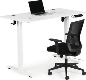 Elektrický nastaviteľný stôl 120 x 60 cm, nastaviteľná výška 72-117 cm, biely