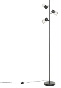 Priemyselná stojaca lampa čierna 3-svetlo - Jim