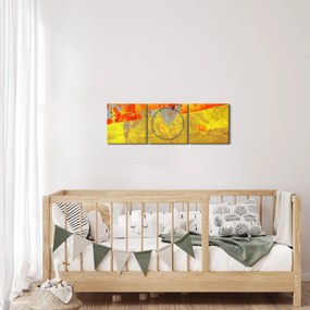 Obraz abstrakcie - maľba (s hodinami) (90x30 cm)