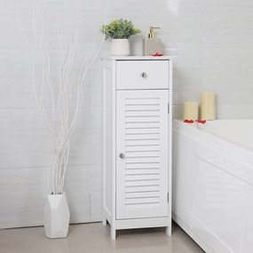Kúpeľňová skrinka, lamelové dvierka, biela
