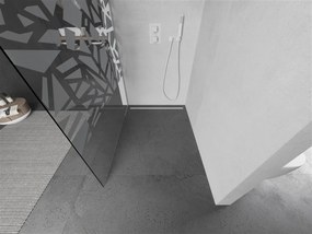 Mexen Kioto, Walk-In sprchová zástena 100 x 200 cm, 8mm sklo číre/biely vzor, biely profil, 800-100-101-20-85