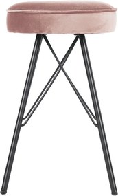 Ružová barová stolička so zamatovým poťahom WOOOD, výška 53 cm