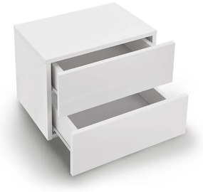 Nástenný nočný stolík 40x29x30 cm, 2 zásuvky, biely