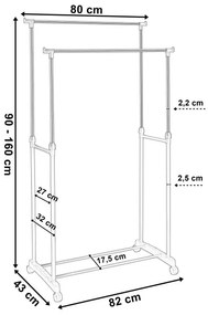 Vešiakový stojan na kolieskach WALERIA čierny
