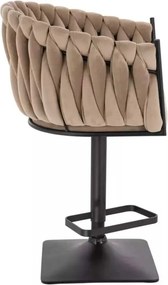 LuxuryForm DESIGN Barová stolička NORDEN VELUR na čiernej hranatej podstave - latte