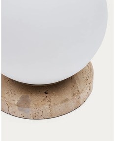 Biela stolová lampa so skleneným tienidlom (výška 22 cm) Malachi – Kave Home