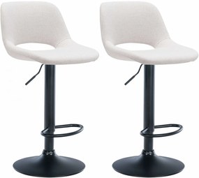 Design-Shop 2x Barová stolička Camden - látka, čierny rám - Krémová