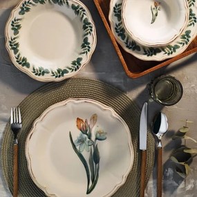 18-dielna pestrofarebná jedálenská súprava z porcelánu