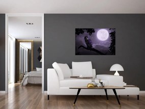 Obraz - Nočná sova, fialová (90x60 cm)