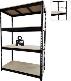 CH 4- policový kovový úložný regál Tosca III. PRO 180 x 120 x 60 cm - čierna