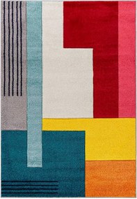 TA Viacfarebný geometrický abstraktný Koberec A092A D.TURQUOISE/CREAM ATLANTA FMM Rozmer: 80x150 cm
