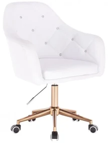 LuxuryForm DESIGN Kreslo ROMA na zlaté podstave s kolieskami - biele