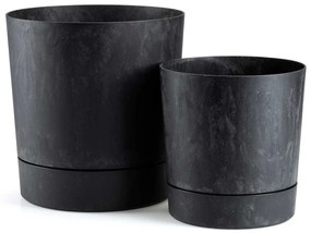 PLASTOVÝ KVETINÁČ AZALEA 22,5X23,5 CM IMITÁCIA BETÓNU ČIERNA