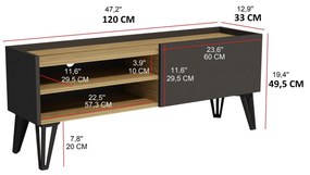 TV stolík/skrinka Mituni (dub + antracit) . Vlastná spoľahlivá doprava až k Vám domov. 1095183