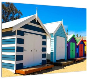 Sklenený obraz - Pláž Brighton, Melbourne, Austrália (70x50 cm)