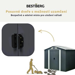 Záhradný domček BestBerg ZDB-4A / 4,1 m² / 236 x 174 x 206 cm / šedá