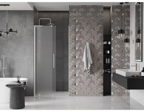 Mexen Velar L, posuvné sprchové dvere do otvoru 110 cm, 8mm sklo námraza, brúsená oceľ, 871-110-003-31-97