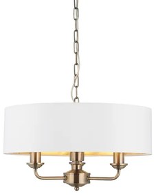 Endon 98934 - Luster na reťazi HIGHCLERE 3xE14/40W/230V biela/mosadz