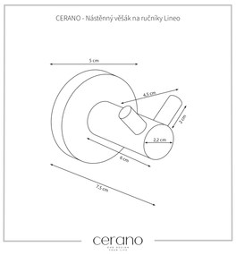 CERANO - Nástenný vešiak na uteráky Lineo - čierna matná, CER-CER-479827