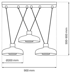 Luster na lanku LINEA 3xGX53/12W/230V čierna