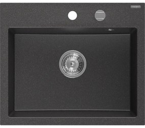 Mexen Oscar, 1-komorový granitový drez 580x490x205 mm, čierna škvrnitá, 6519581000-76
