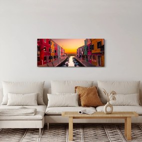 Obraz - Západ slnka, ostrov Burano, Benátky, Taliansko (120x50 cm)