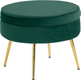 Luxusný taburet, smaragdová Velvet látka/chróm zlatý, Art-deco, NOBLIN TYP 1