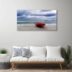 Obraz Canvas Loďka pláž more krajina 120x60 cm