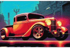 Gario Diamantové maľovanie Retro červené autíčko Rozmery: 40 x 60 cm, Rámovanie: Iba zrolované plátno, Diamanty: Štvorcové
