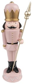 Ružová vianočná dekorácia soška Luskáčik - 5*5*17 cm