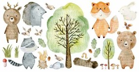Gario Detská nálepka na stenu Lesný svet - medvedík, jelenček, líška a ježko Rozmery: L
