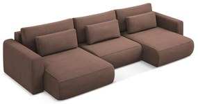 Ružová rozkladacia/s úložným priestorom rohová pohovka (do tvaru "U") Kapua – Makamii