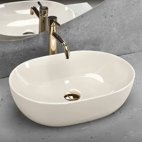 Rea Lisa, umývadlo na dosku 490x350x140 mm, ecru lesklá, REA-U4591