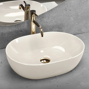 Rea Lisa, umývadlo na dosku 490x350x140 mm, ecru lesklá, REA-U4591