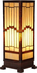 Béžovo-hnedá stolná tiffany lampa Laetitia - 17*17*44 cm E27/ma* 1*40W