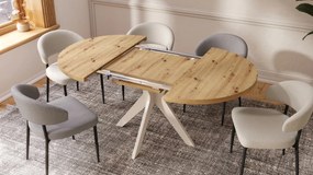 RENZO Dub Artisan/béžová noha (šampanské) - OKRÚHLY STÔL Ø110 ROZKLADACÍ DO 180 cm | DO KUCHYNE JEDÁLNE OBÝVAČKY RETRO