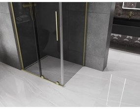 Mexen Velar L, sprchový kút s posuvnými dverami 110 x 75 cm, 8mm šedé sklo, zlatá matná, 871-110-075-43-55