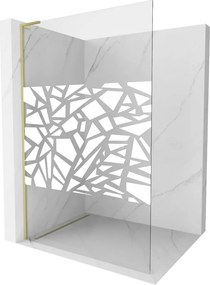 Mexen Kioto L, sprchová zástena Walk-In 70 x 200 cm, 8mm číre sklo biely vzor, zlatý matný profil, 800-070-103-55-85