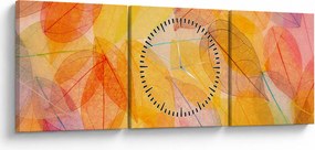 Obraz - Pozadie z jesenného lístia (s hodinami) (90x30 cm)