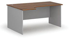 Kancelársky rohový pracovný stôl PRIMO GRAY, 1600 x 1200 mm, ľavý, sivá/orech