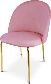 Jedálenská stolička INCA VELVET so zlatými nohami, ružová