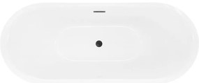 Mexen Lotos, voľne stojaca vaňa 170 x 75 cm, biela/čierna, čierny matný prepad, 52051707775-70