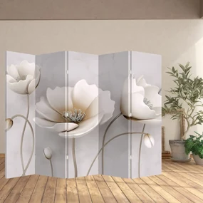 Paraván - Biele kvety (210x170 cm)