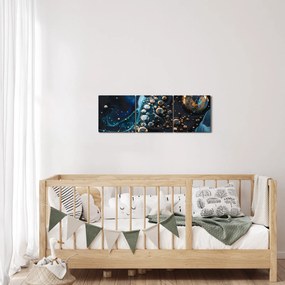 Obraz - Atramentové kvapky (s hodinami) (90x30 cm)