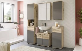 Kúpeľňová skrinka pod umývadlo Mason, dub/šedá