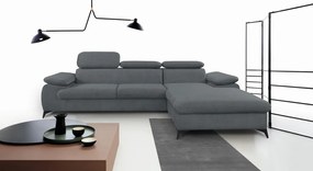 Rohová sedacia súprava Scala, ocelovo šedá látka, pravý roh