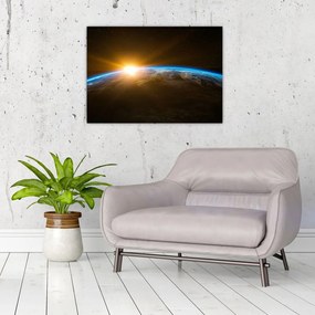 Sklenený obraz planéty Zem z vesmíru (70x50 cm)