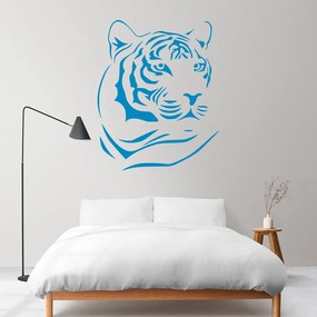 Veselá Stena Samolepka Hlava Tigra Farba: modrá, Veľkosť: 60 x 75 cm