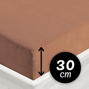 Froté napínacie prestieradlo na vysoký matrac FR-023 Orieškovo hnedé 80 x 200 - výška 30 cm