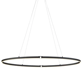 Dizajnové závesné svietidlo čierne oválne 120 cm vrátane LED 3-stupňové stmievateľné - Ovallo
